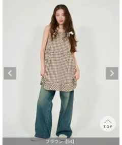 TINA：JOJUN裾フリル ノースリーブチェックワンピース