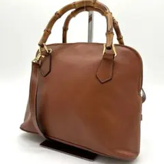 【美品】GUCCI ショルダーバッグ ハンド 2way バンブー 茶色 ブラウン