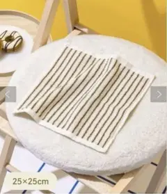スリーコインズ アイボリー ストライプ タオルハンカチ 25×25cm