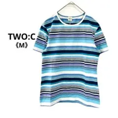 a0716 ◆美品◆ トゥーシー レナウン ストライプ カットソー 青 《M》