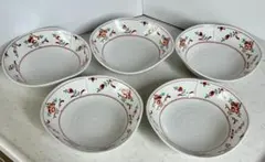 たち吉（橘吉） 赤絵花文 中鉢 煮物鉢 5客セットのサムネイル