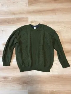 EDIFICE オリーブグリーン ケーブルニットセーター