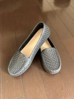 ブラック 編み込みローファー