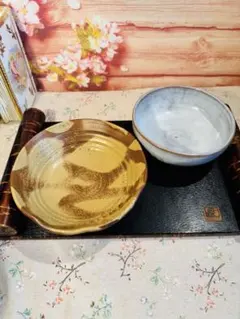美濃焼 土物　土器　食器 茶碗 おしゃれおちゃわん 飯碗 2点セット