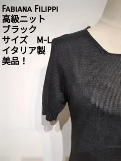Fabiana Filippi 高級ニット 半袖 ブラック M-L イタリア製のサムネイル