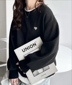 GeeRA ワンポイント刺繍オーバーサイズ裏起毛スウェット