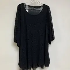レオパード柄 チュニック ブラック 五分袖 Lサイズ