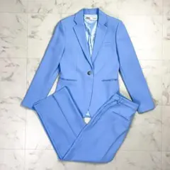 美品 ザラ セットアップスーツ テーラードジャケット パンツ 水色 S*PD29