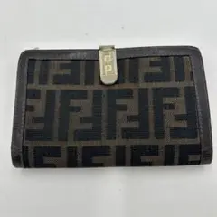 FENDI ズッカ　キャンバス 財布　ロゴ　レザー　折り財布