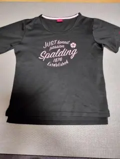 Spalding 半袖Tシャツ ブラック ピンクロゴ Lサイズ
