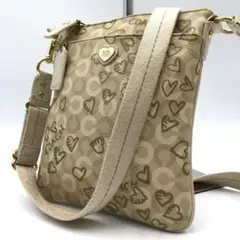 美品】COACH コーチ シグネチャー ハート柄 ショルダーバッグ ベージュ 