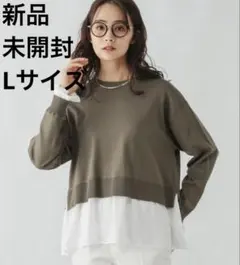 グローバルワーク　メルティ布帛ドッキングプルオーバー　モカ　Lサイズ