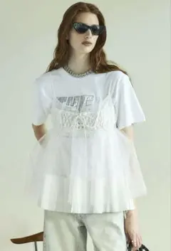 新品未使用 MAISON SPECIAL シースルーチュールチュニック ホワイトのサムネイル