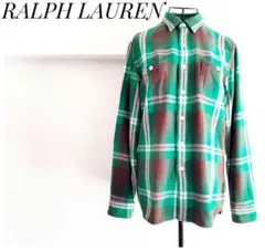 美品♡ポロラルフローレン グリーン系 爽やか 柔らかふんわり ネルシャツ XS