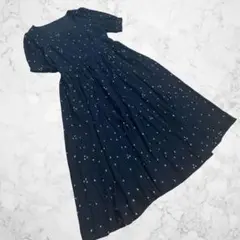 完売品✨ clette 星柄ロングワンピース LL 体型カバー 大きめ　黒