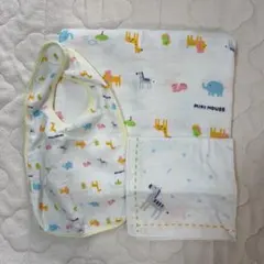 MIKI HOUSE 動物柄 ガーゼケット　スタイセット