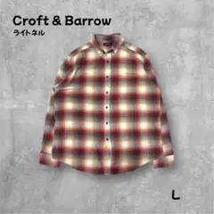 Croft & Barrow 赤系 オンブレチェック ライトネルシャツ L 長袖