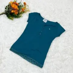 Arnold Palmer 半袖Tシャツ ワンポイントロゴ 裾レース ターコイズ