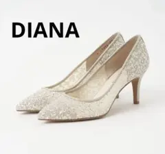 極美品【DIANA】キラキラグリッターを散りばめた★7㎝台ヒールパンプス