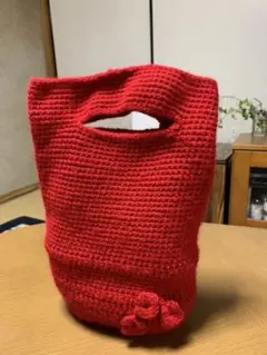 かぎ針編みマルシェミニバック　毛糸バッグ