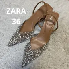 美品　ZARA フェイクパール　ミュール　36 (23センチ) 5センチヒールのサムネイル