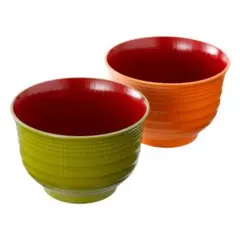 山中漆器 新品未使用】山中塗千段椀木目入 平筋汁椀ペア2個セット 夫婦