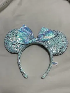 ディズニー カチューシャ ミニーマウス スパンコール 水色