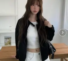 anyonemore スエード調スタンドカラーブルゾン