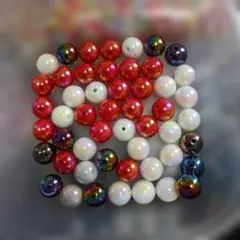 赤白(黒はオーロラ）ビーズ 50個セット 16ｍｍ