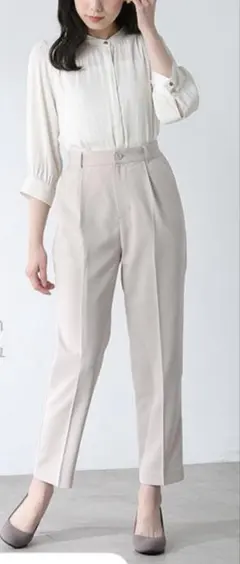 【美品】GLACIER グラシア テーパードパンツ Lサイズ 美脚　ベージュ