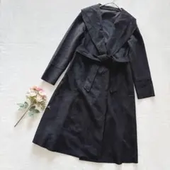 ロングコート ガウンコート スウェード調 シンプル 高級感 ブラック