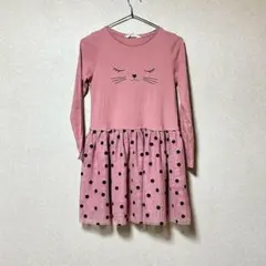 H&M キッズ 長袖ワンピース 134・140サイズ相当 ピンク ドット 可愛い