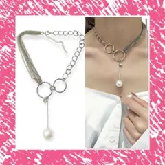 匿名配送　コスチュームアクセサリー　ネックレス　パール　シルバー　韓国　新品