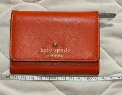 ケイトスペード　カード名刺パスケース　小銭入れ　オレンジ　リング付き