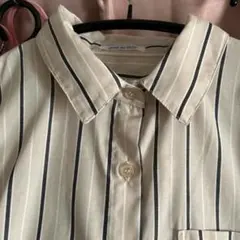 ストライプ 長袖シャツワンピース M