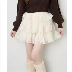 お得 ナイスクラップ フリルミニスカート レース ベージュ