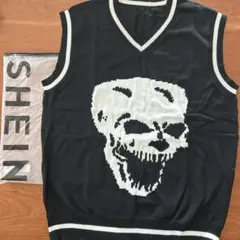 SHEIN スカル柄 ニットベスト Mのサムネイル