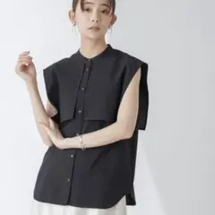 nano universe ナノ・ユニバース ケープカラーノースリーブブラウス