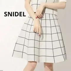 SNIDEL スナイデル シルエットニットミニスカート チェック フレアスカート