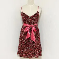 マーキュリーデュオ 小花柄 ノースリーブ リボン ミニ ワンピース