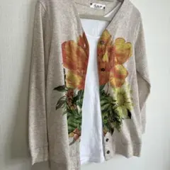 in this lifeインディスライフ☆七分袖フラワープリントカーディガンのサムネイル