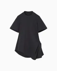 Cotton Jersey Asymmetric T-Shirt -blackのサムネイル