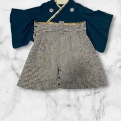 【スイートマミー】袴風ロンパース 美品 ストライプ ネイビー 80