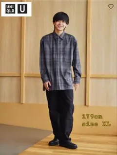 【ユニクロU】フランネルオーバーサイズチェックシャツ　長袖　古着