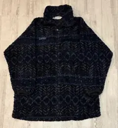 【希少USA製/総柄】コロンビア ボアフリース 紺 レディースM 訳あり美品