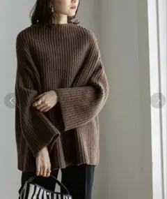 NOBLE ノーブル Brush 片畦ワイドボートネックプルオーバー ニット