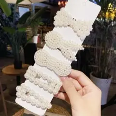 ヘアピン　5個セット　ビーズ　パール　まとめ売り　新品　ヘアアクセサリー