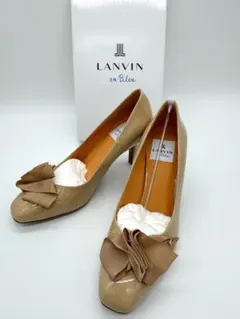 新品 ランバン リボン スクエアトゥ パンプス 23.5cm