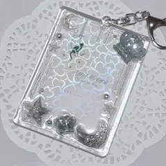 No.043トレカケース キーホルダー シルバー 王冠 月 星