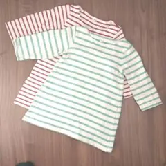 無印良品　キッズ　太番手天竺編み　ボーダー　チュニック　90cm　2枚